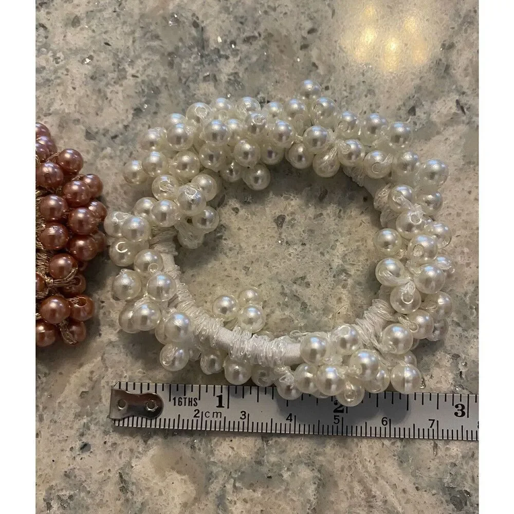 5 Simple Colored Pearl Beaded Pony Tail Holders